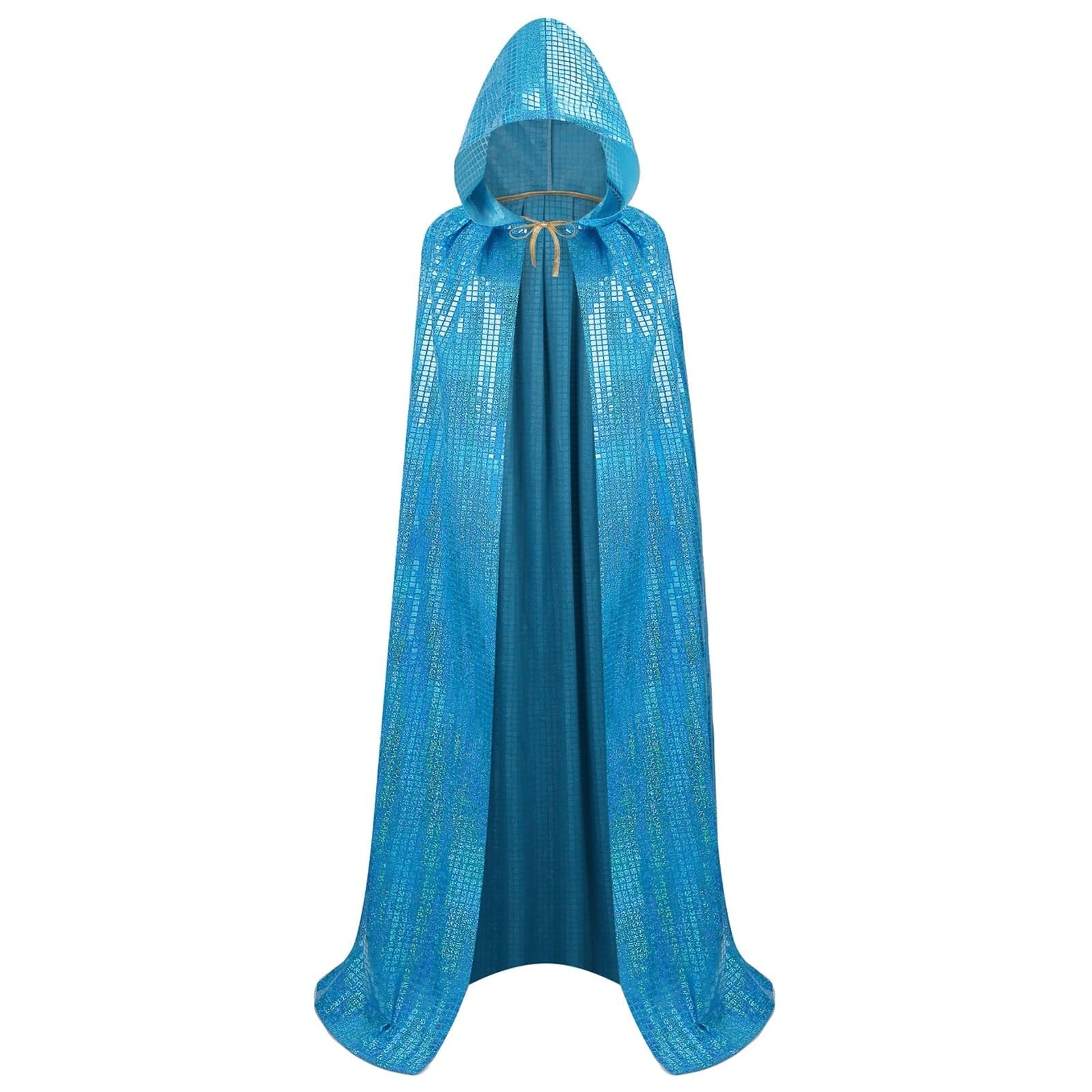 Girls Princess Blue Shimmer Hooded Cape Kids Costume Dress Up 63"