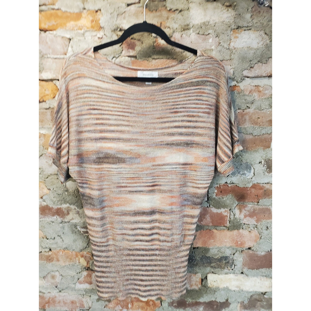 dressbarn Womens Dolman Sleeve Knit Top S Small Multicolor Shimmer Pullover