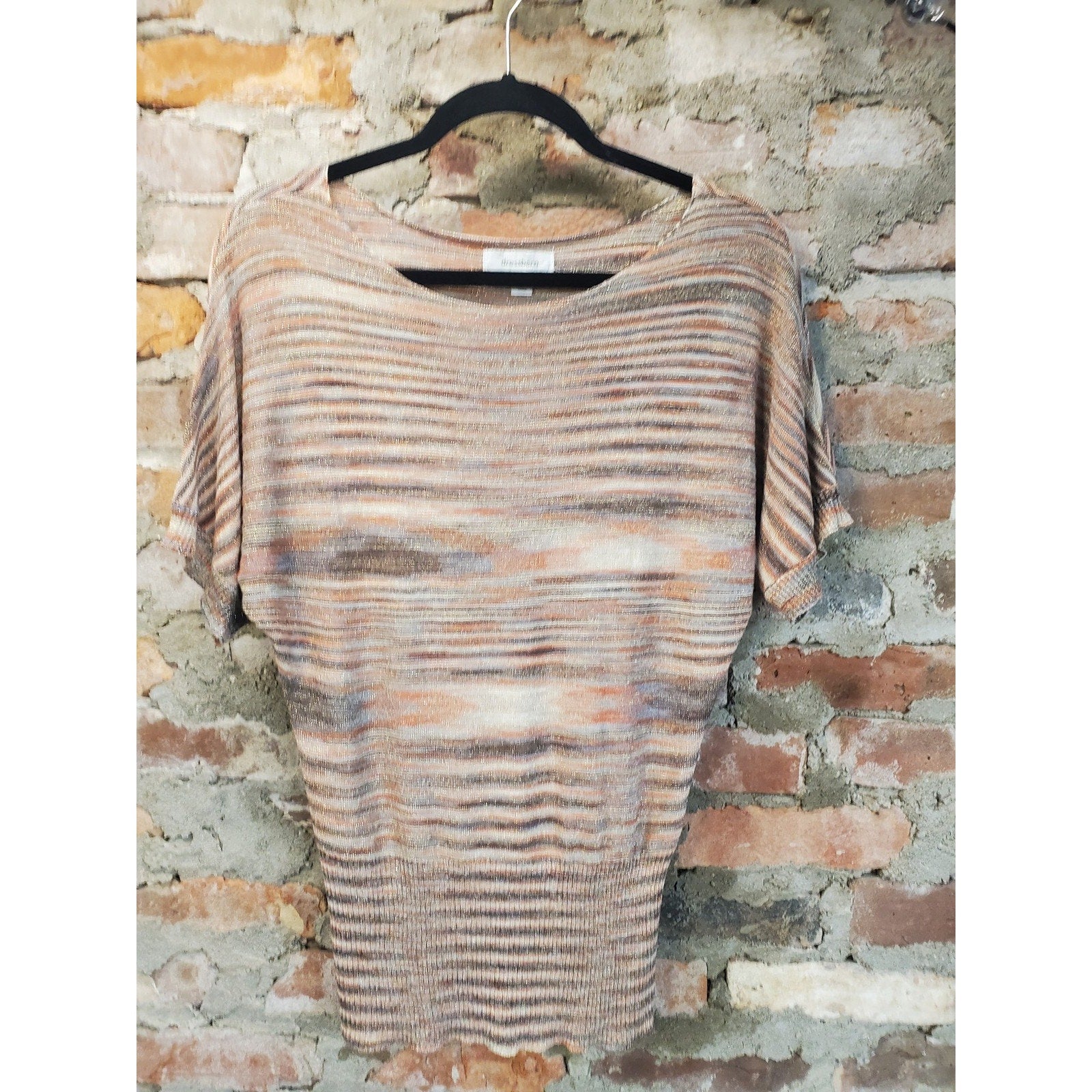 dressbarn Womens Dolman Sleeve Knit Top S Small Multicolor Shimmer Pullover