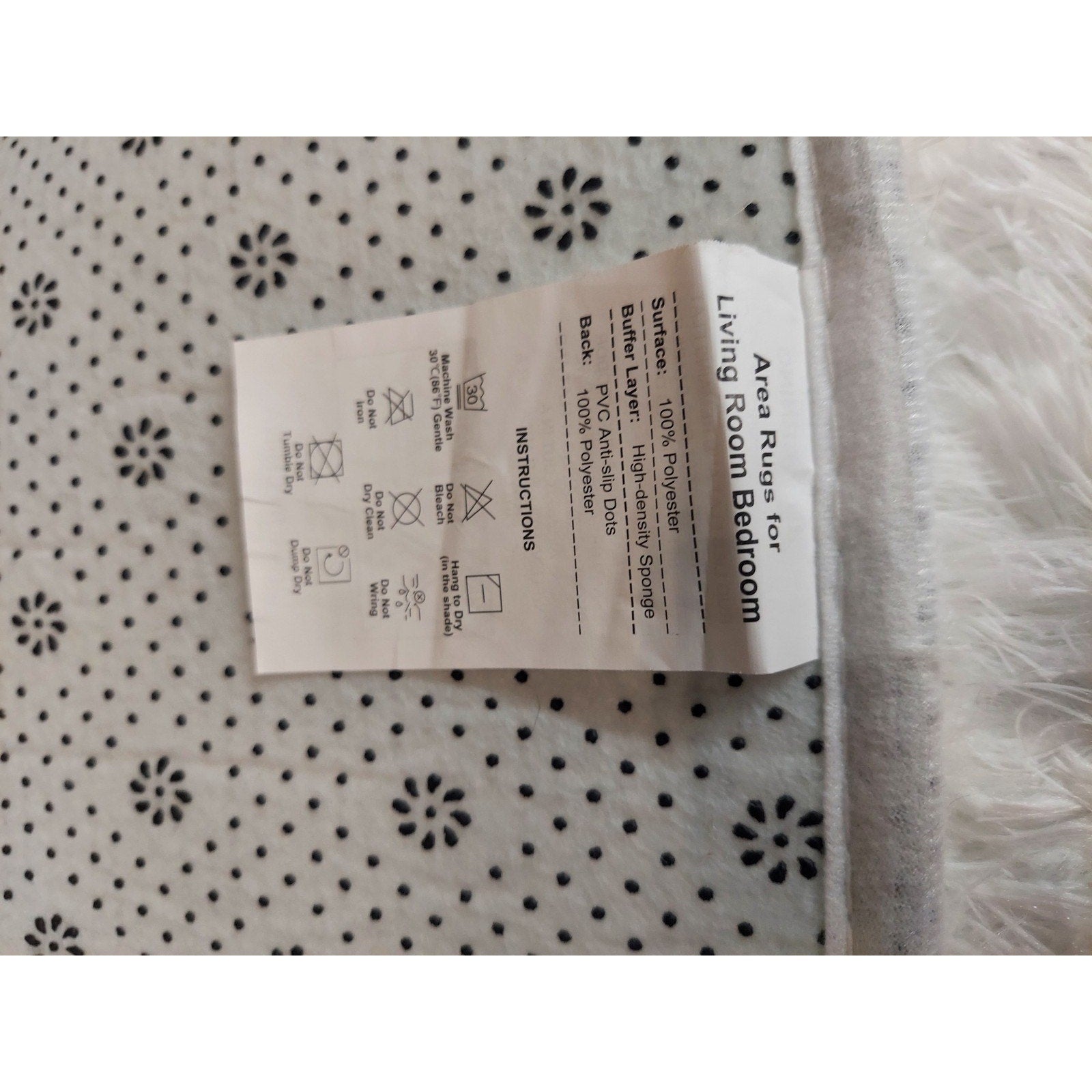 Area Rug Fluffy White Soft Plush Shaggy Non-Slip Washable 3x5'