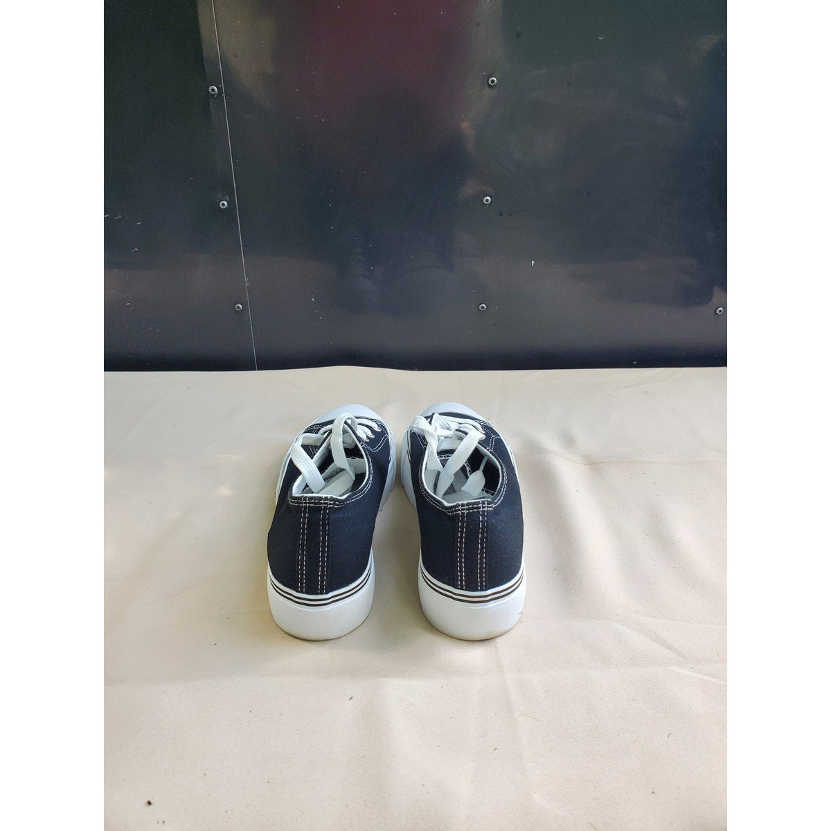 Womens Platform Sneakers Size 9 Black White Canvas Low Top Lace Up Casual