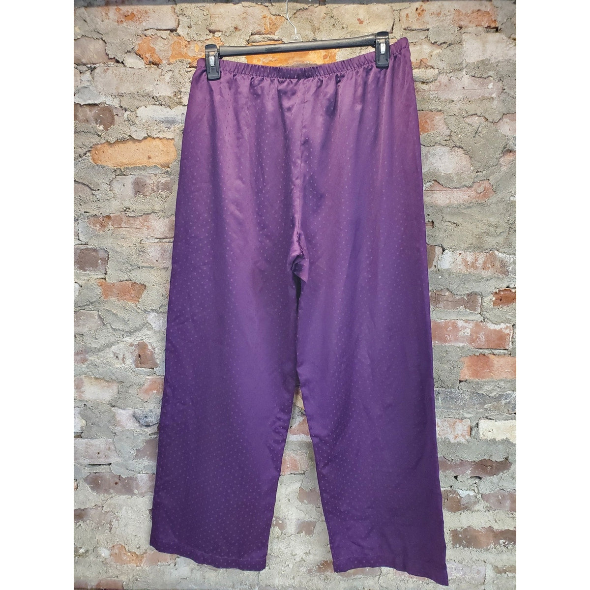 Womens Wide Leg Pants XL Purple Elastic Waist Polka Dot Pull On