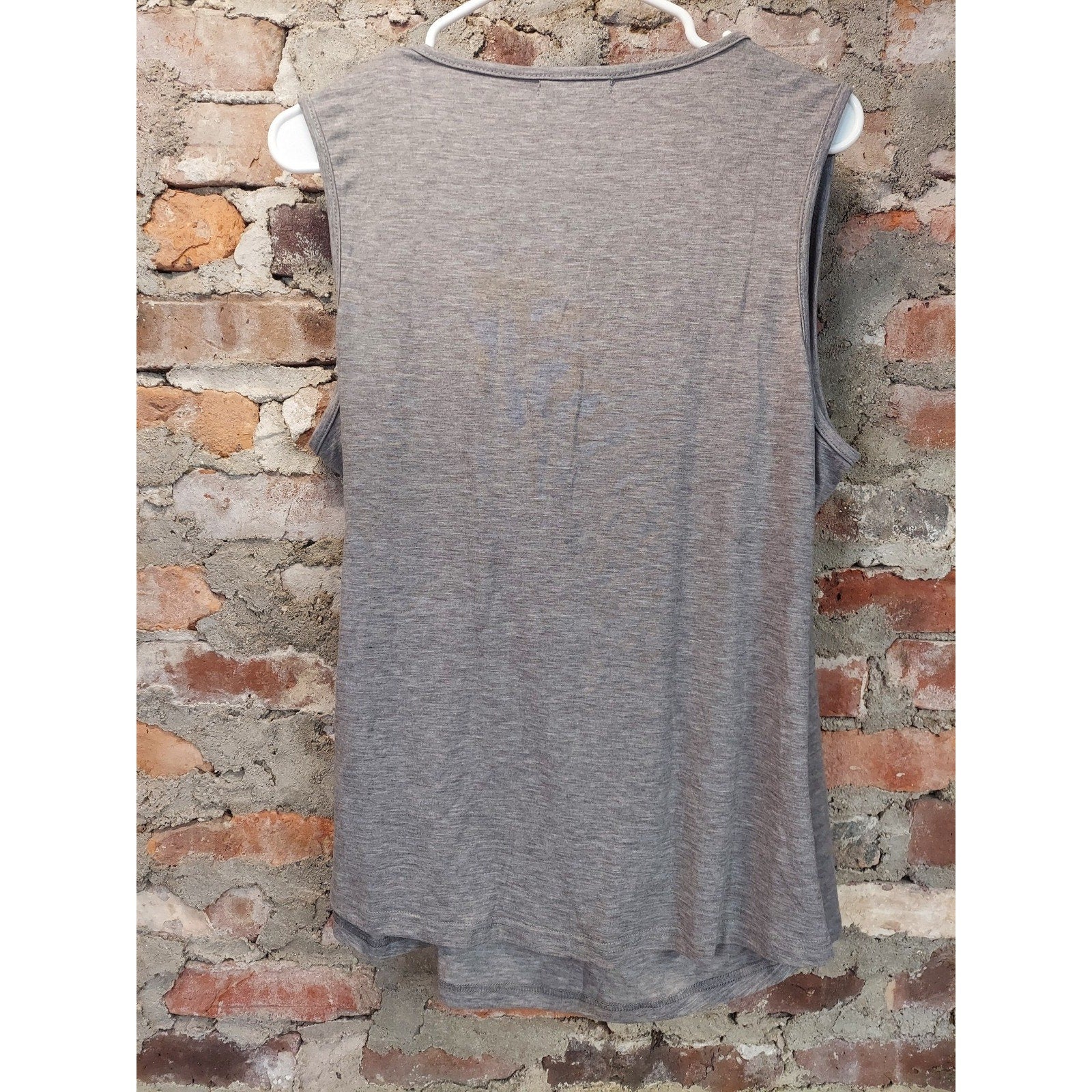 EasyGala Womens Tank Top 2XL Gray V Neck Wrap Ruched Button Sleeveless NWT