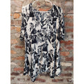 ROSE+OLIVE Womens Tunic Top 2X Black White Abstract Geometric V Neck Flowy