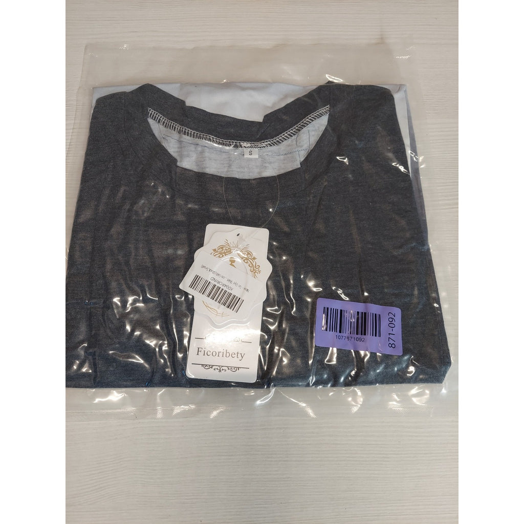 Ficoribety Womens Long Sleeve Shirt Sz S Small Gray Ombre Crewneck Top NWT