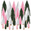 Mini Bottle Brush Christmas Trees Pink White Green Assorted Sizes Decor Lot