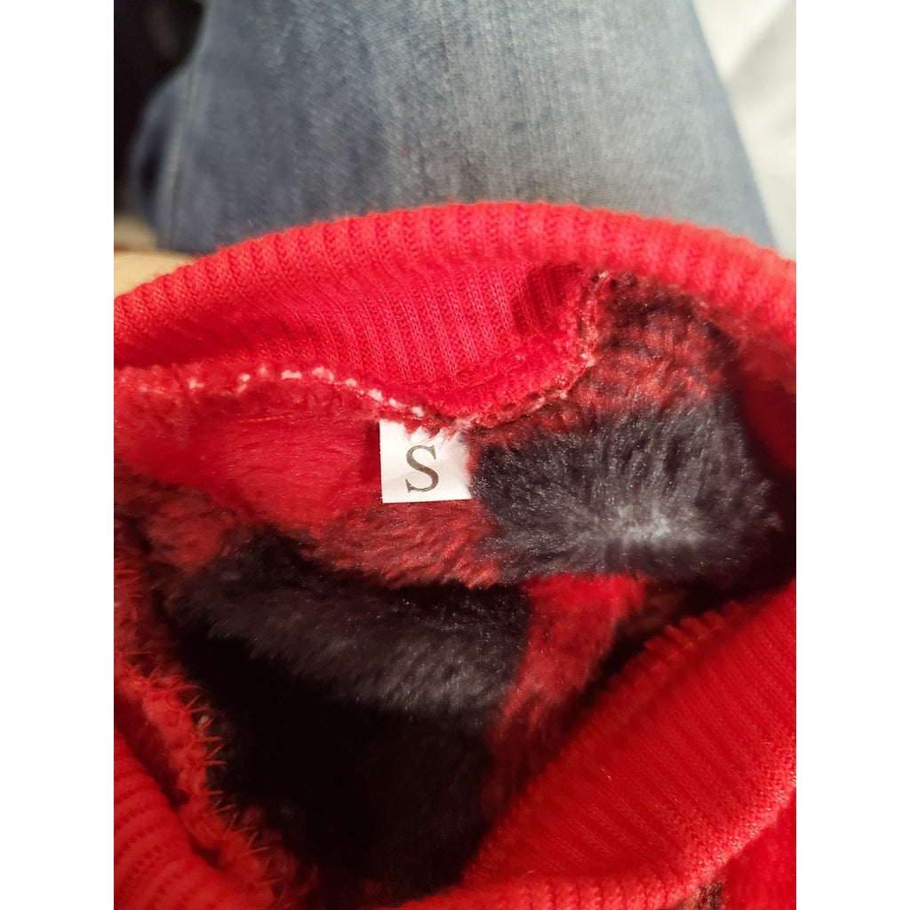 CYEOLLO Dog Sweater Red Black Buffalo Check Plaid Fleece Small Pet Clothes NWT