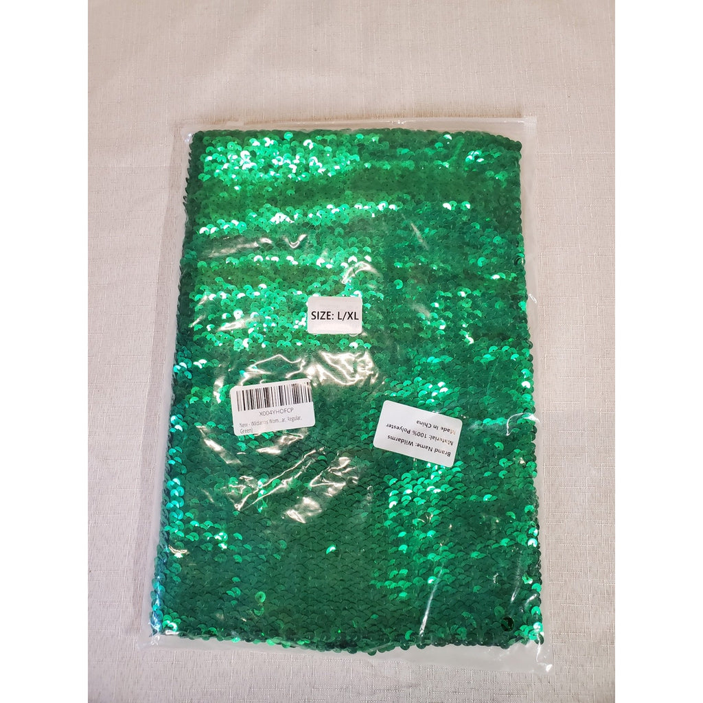 Wildfems Womens Tube Top Crop L XL Green Sequin Strapless Shimmer Party