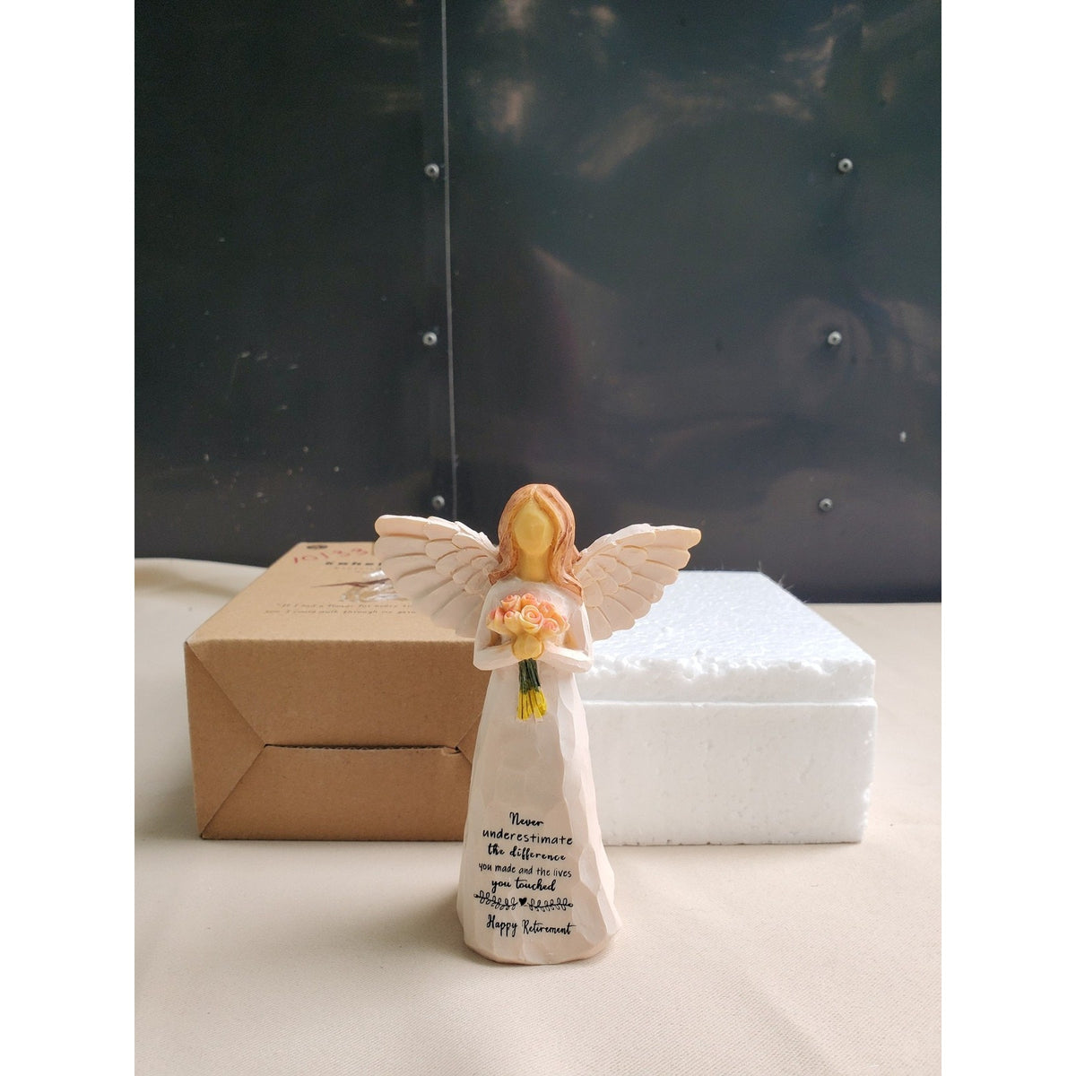 Retirement Angel Figurine Happy Gift Inspirational Thank You Message Decorative