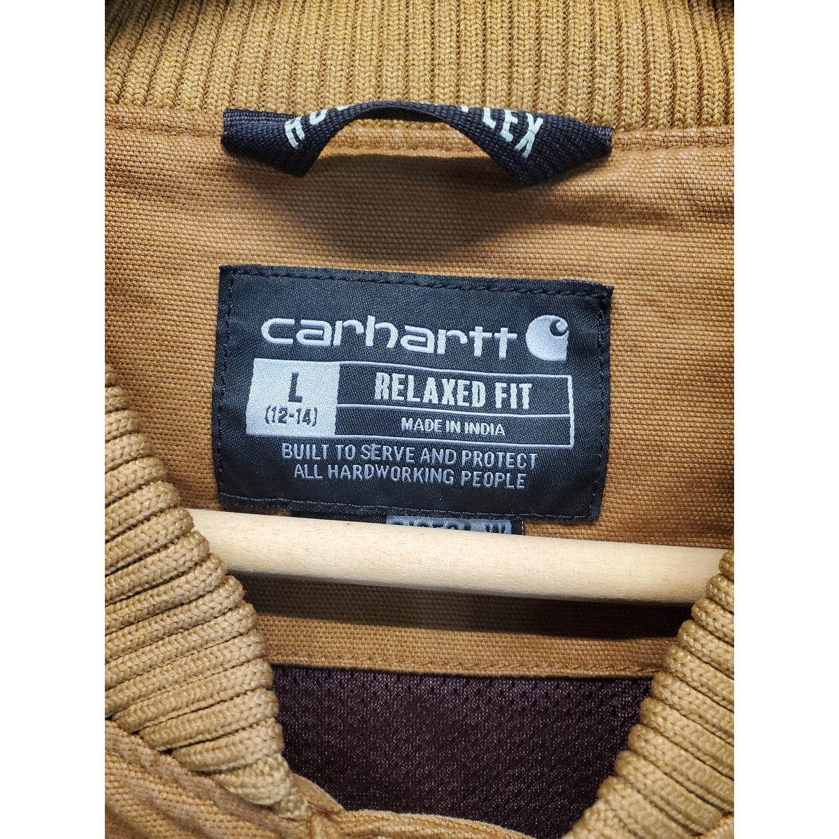 Carhartt Youth Bomber Jacket L 12-14 Brown Relaxed Fit Full Zip Workwear