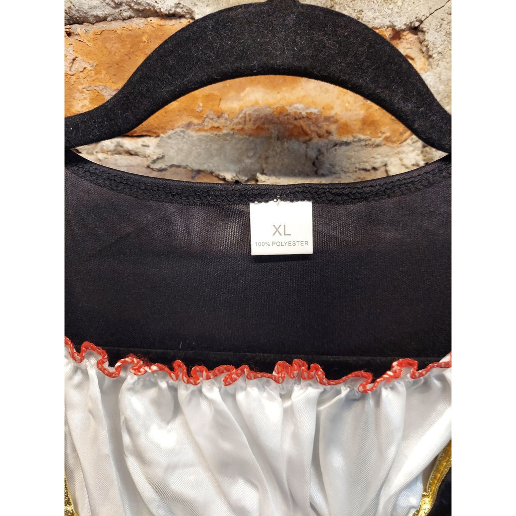 Womens Pirate Costume Dress XL Black Red Striped Skull Crossbones Gold