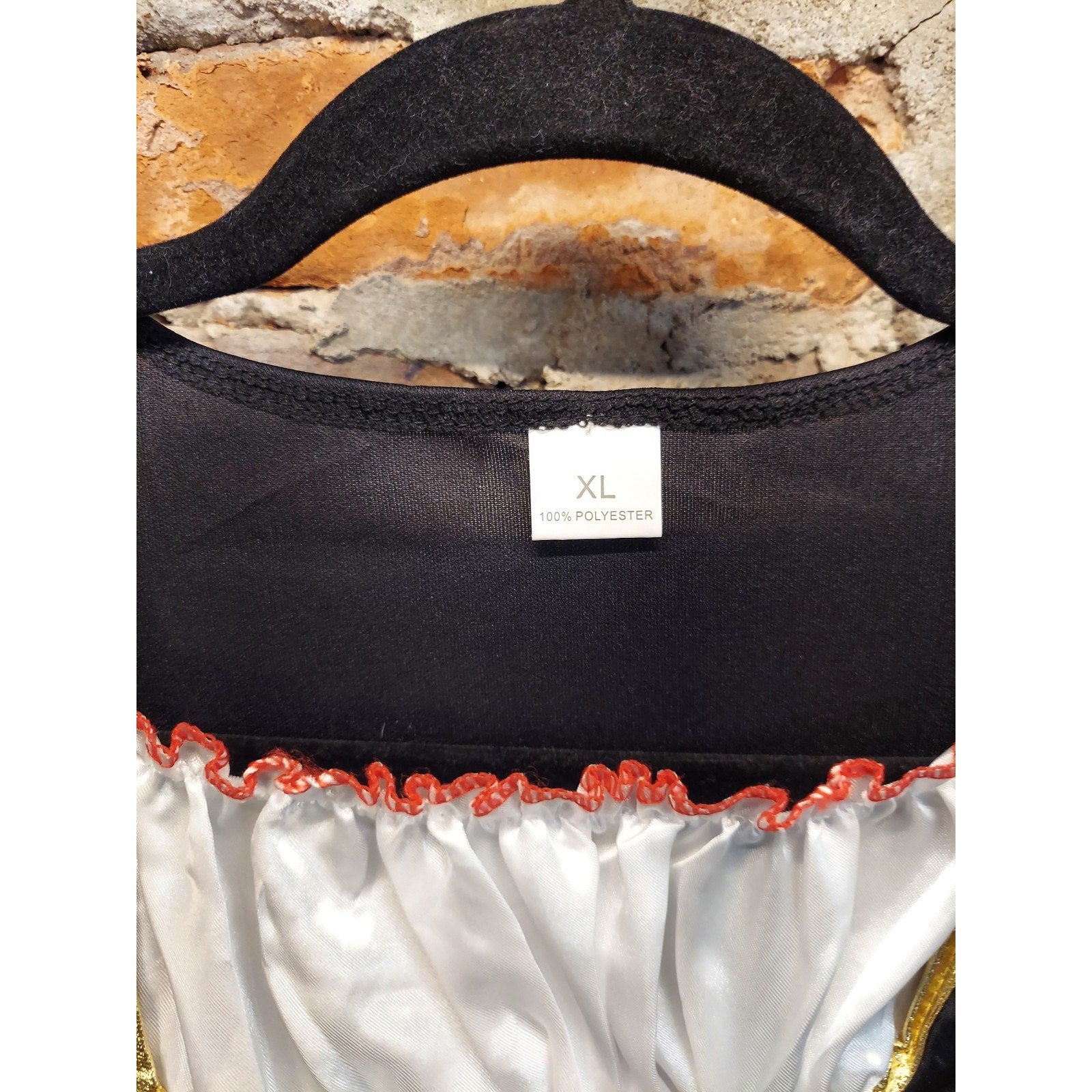 Womens Pirate Costume Dress XL Black Red Striped Skull Crossbones Gold