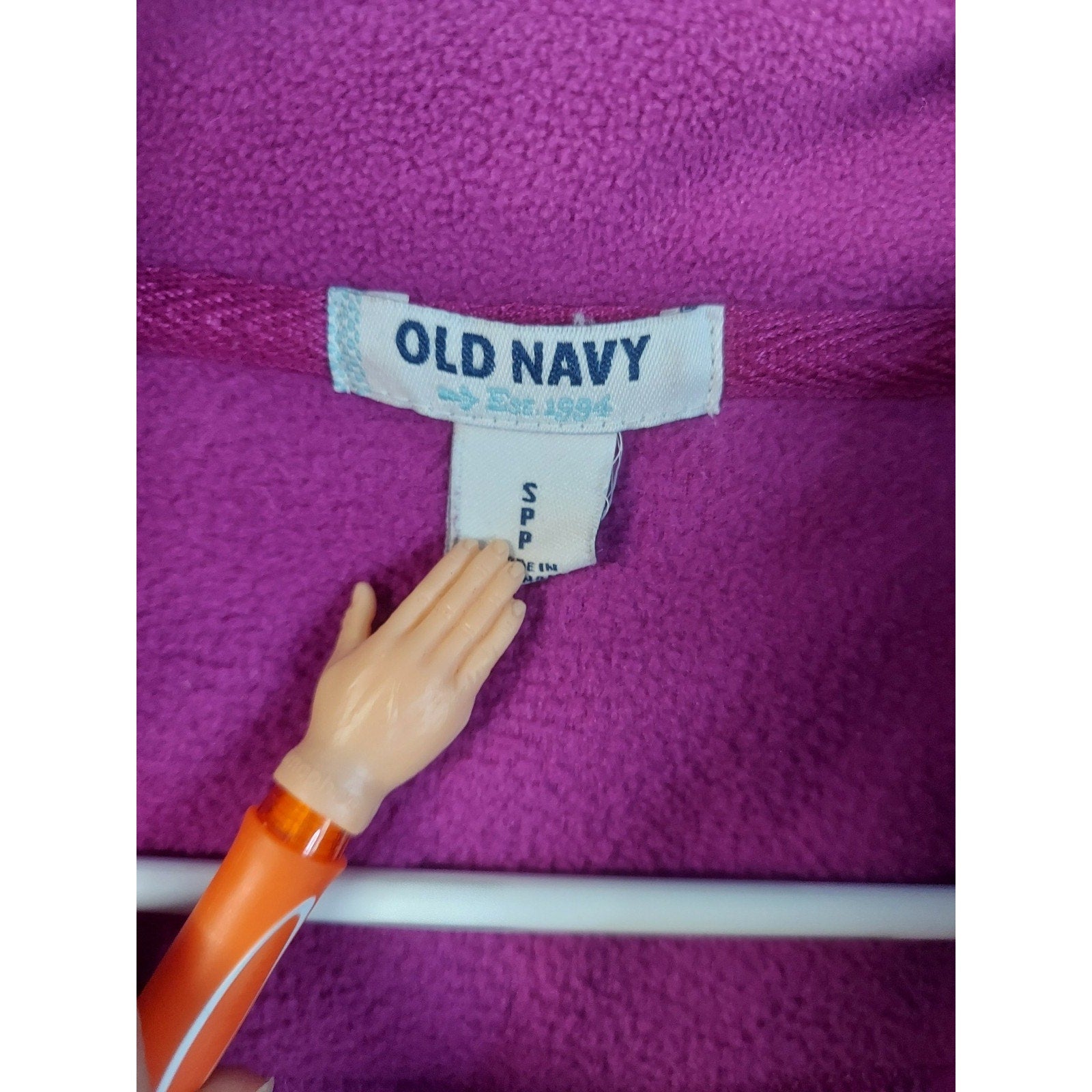 Old Navy Womens Fleece Jacket Small Petite Purple Colorblock Full Zip Pockets