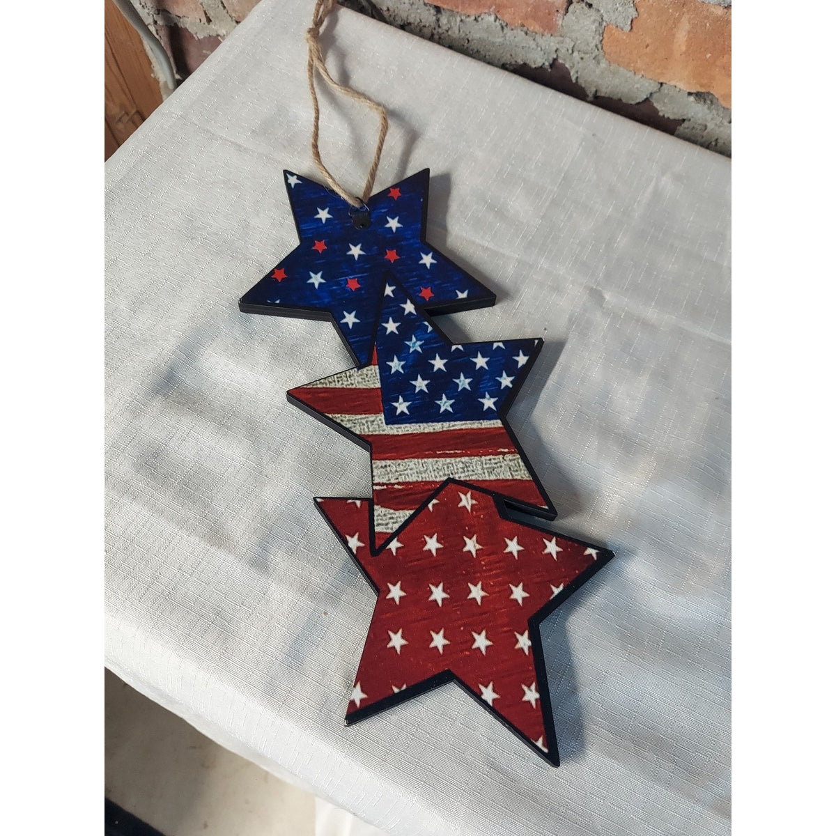 American Flag Patriotic Star Decor Wall Hanging Decoration Red White Blue Set of