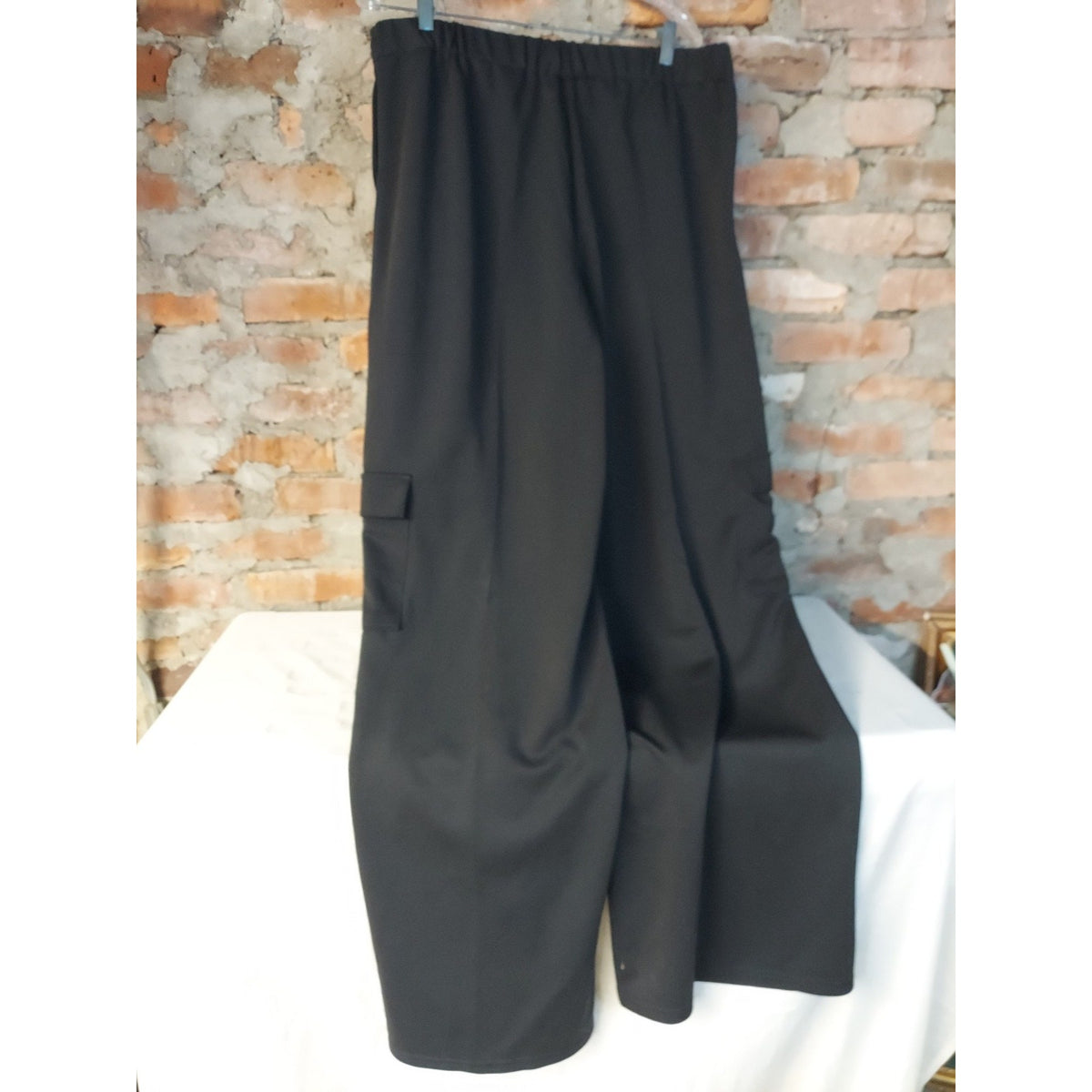 Daisy Womens Black Cargo Wide Leg Pants 3X Elastic Waist Polyester Spandex