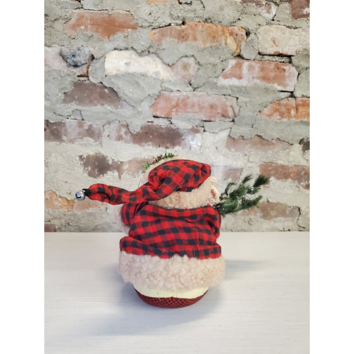 Christmas Santa Plaid Buffalo Check Dangle Legs Plush Figurine Farmhouse Rustic