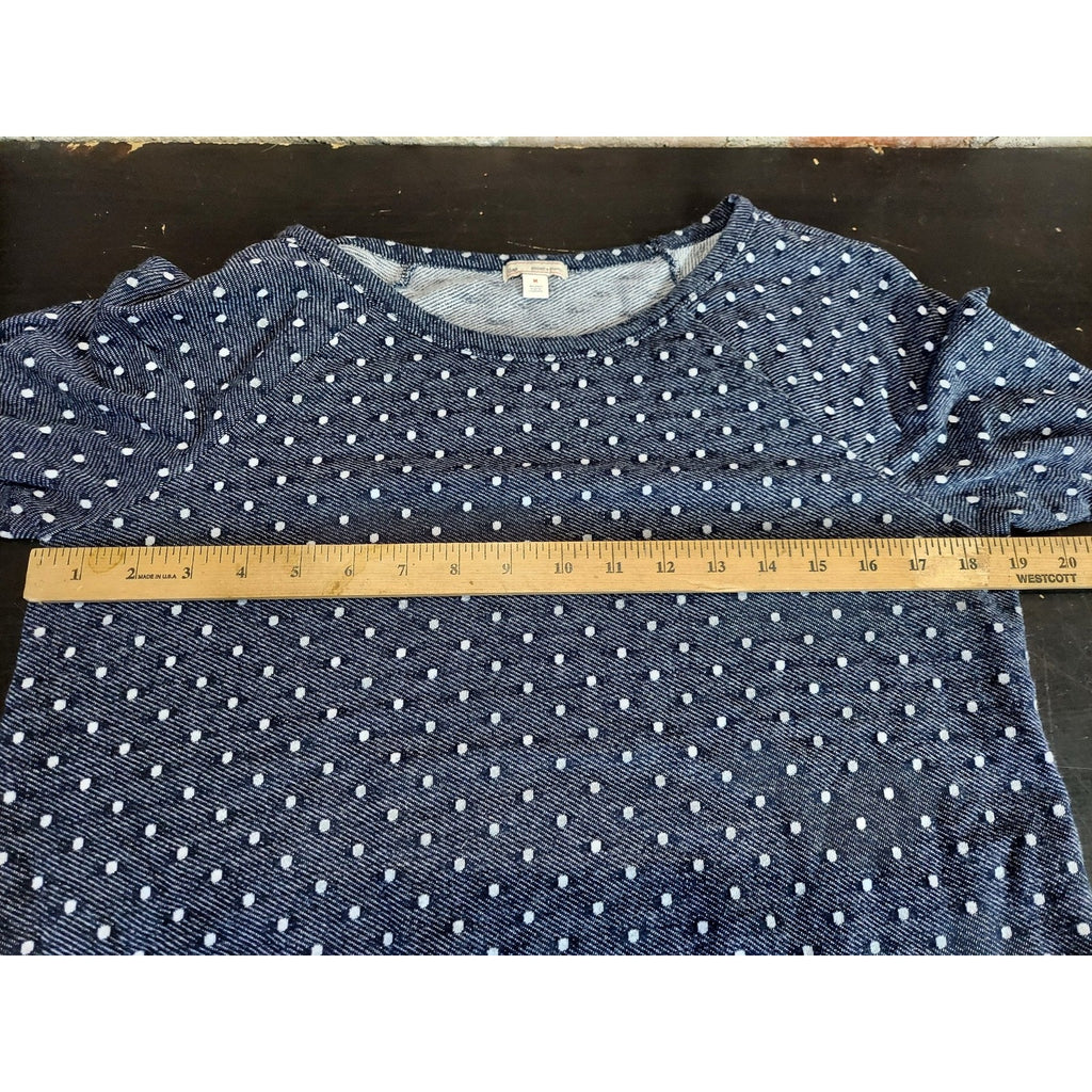 Gap Womens Sweatshirt M Navy Blue Polka Dot Long Sleeve Raglan Pullover
