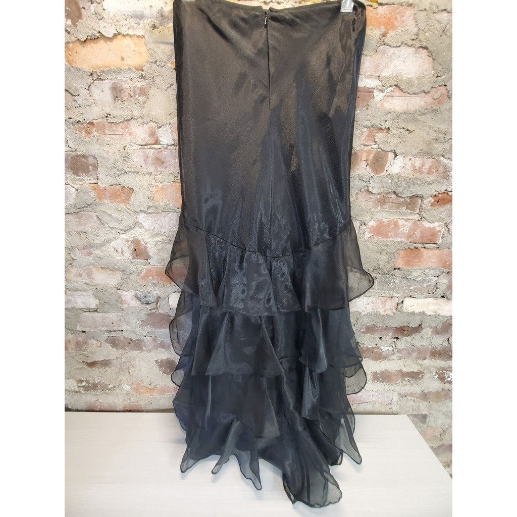 KM Collections Milla Bell Womens Black Maxi Ruffle Mermaid Skirt Size 6 Formal