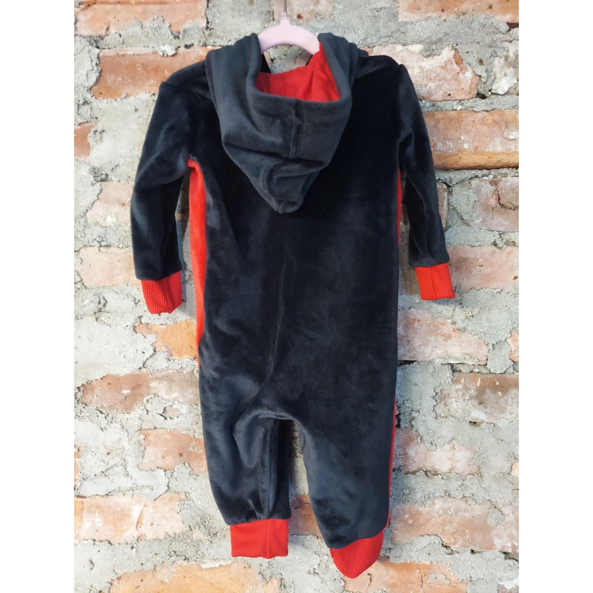 Jordan Baby Jumpsuit Romper 6M Black Red Velour Full Zip Hooded Jumpman