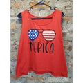 Unisex Tank Top 4XL Red Merica Patriotic Flag Sunglasses Fourth of July Graphic