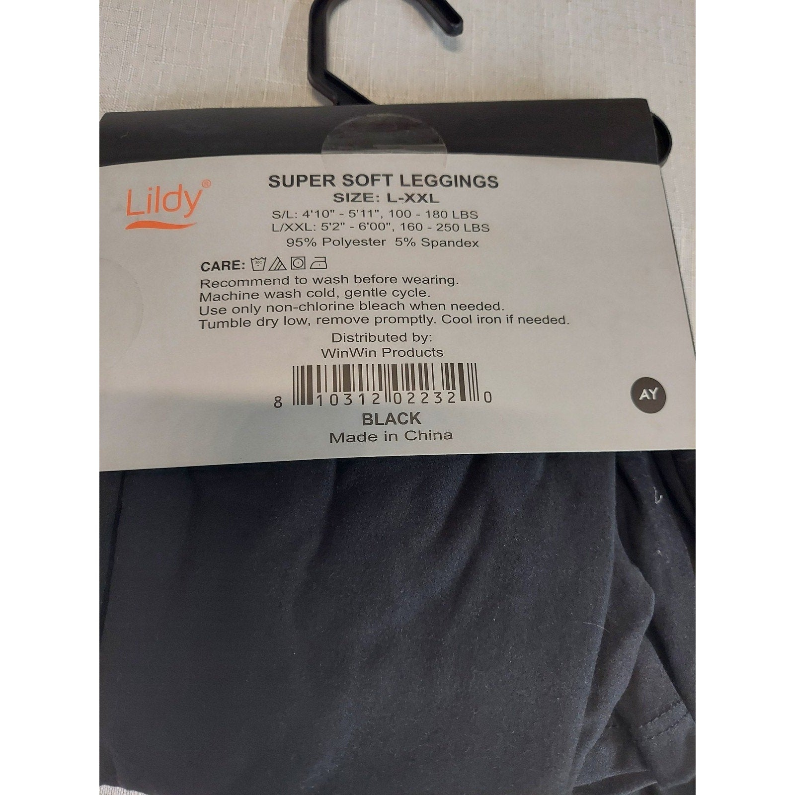 Lilidy Womens Leggings L-XXL Black Super Soft Stretch Comfort Polyester Spandex