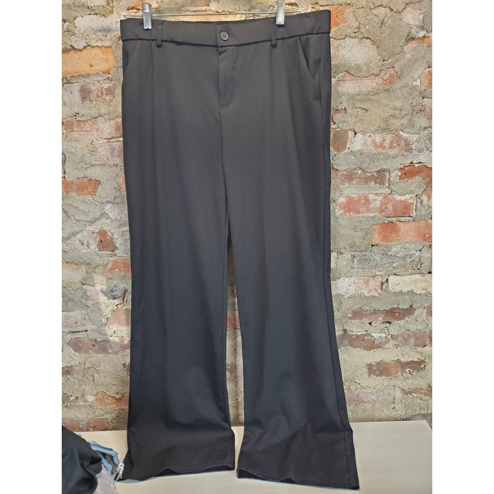 Eddie Bauer Womens Pants Sz 20 Black Linen Cotton Blend Wide Leg Casual Relaxed