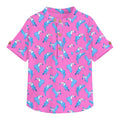 Boys Short Sleeve Button Shirt Sz 5/6 Pink Toucan Pattern New
