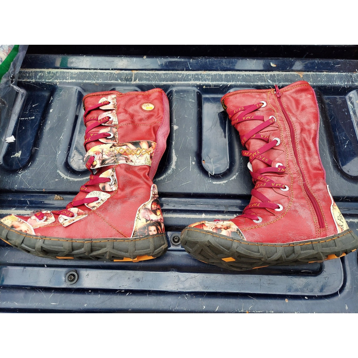 TMA Eyes Womens Boots US 6 Red Multicolor Sneaker Shoe Faux Fur Lined