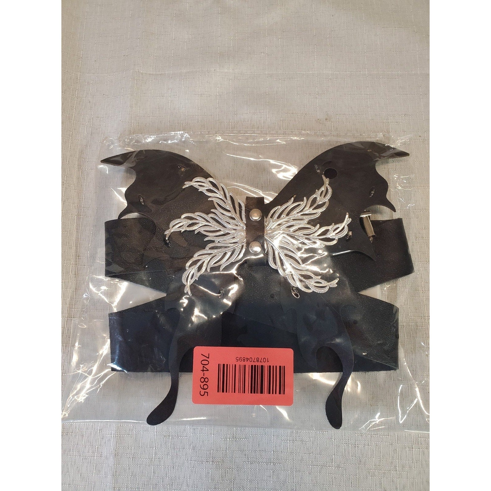 Womens Gothic Butterfly Bat Wing Faux Leather Belt Black Silver Party Cosplay