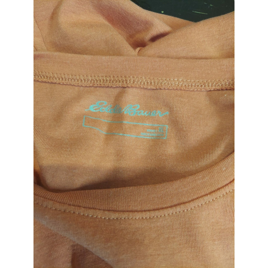 Eddie Bauer Womens Long Sleeve T Shirt Sz XL Peach Crew Neck Casual Soft Fit Top