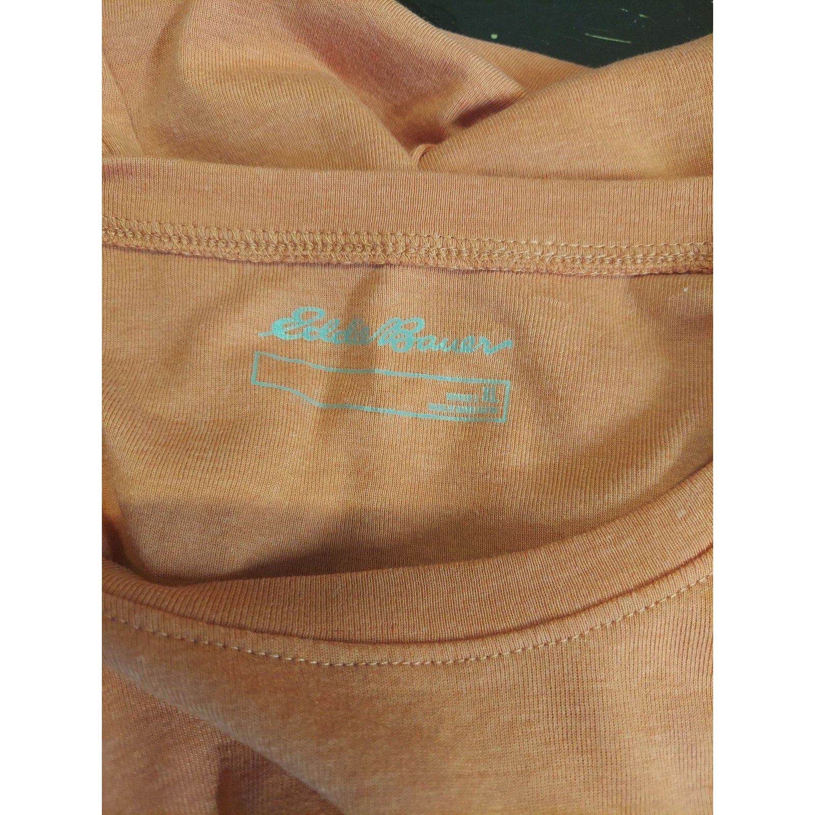 Eddie Bauer Womens Long Sleeve T Shirt Sz XL Peach Crew Neck Casual Soft Fit Top