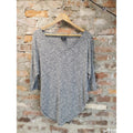 Mossimo Womens Knit Top M Heather Gray V Neck Dolman Sleeve Curved Hem