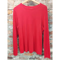 A New Day Womens Long Sleeve Shirt XL Red Ribbed Knit Crew Neck