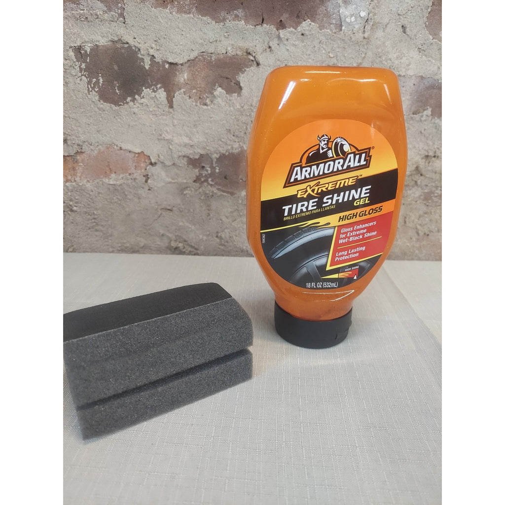 Armor All Extreme Tire Shine Gel High Gloss Wet Black 18 Fl Oz Foam Pad