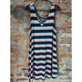 Arizona Jean Co Womens Dress 2X Plus Navy Blue Orange Blue Stripe Sleeveless V