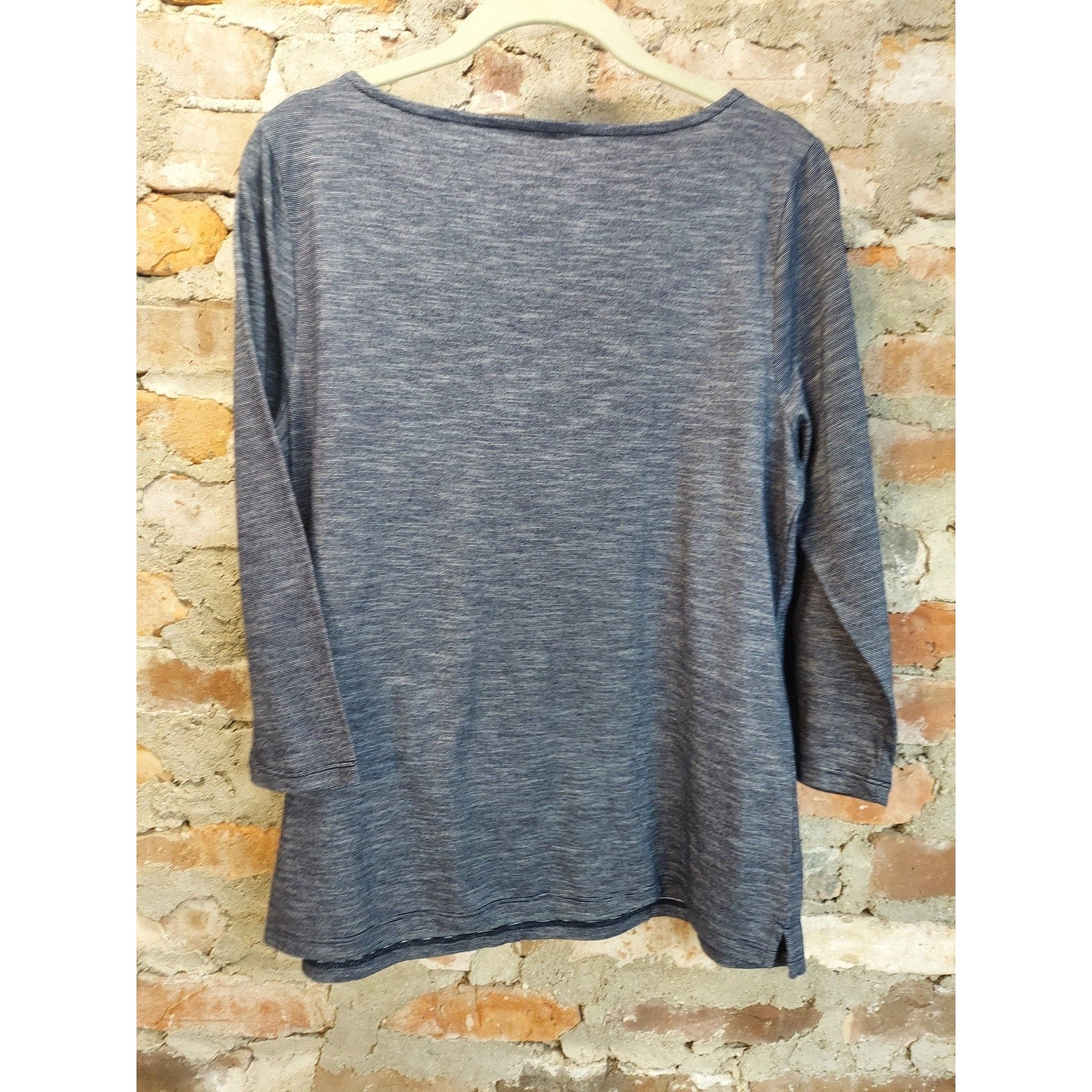 Talbots Womens Heather Blue 3/4 Sleeve Boat Neck Top Size M Cotton Polyester