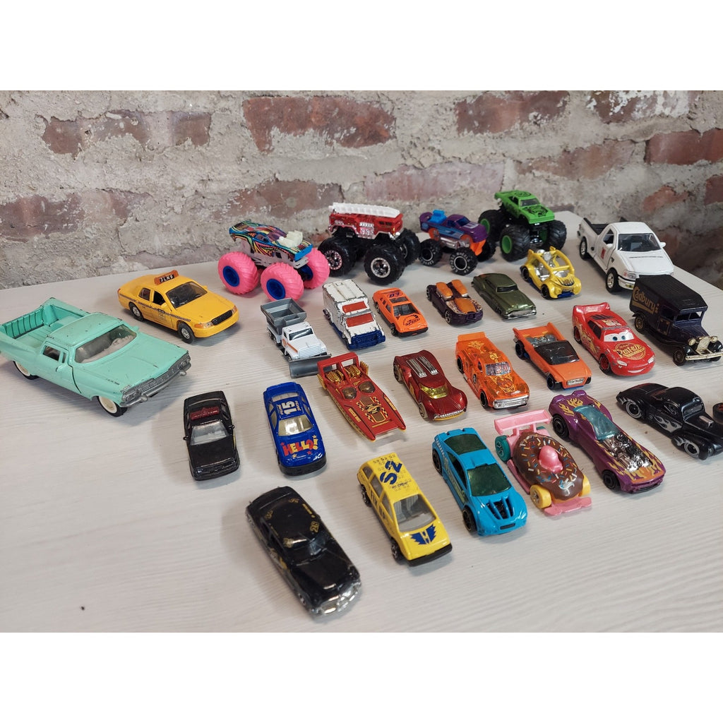 29 Diecast Toy Cars Monster Trucks Hot Wheels Disney Pixar Lightning McQueen Lot