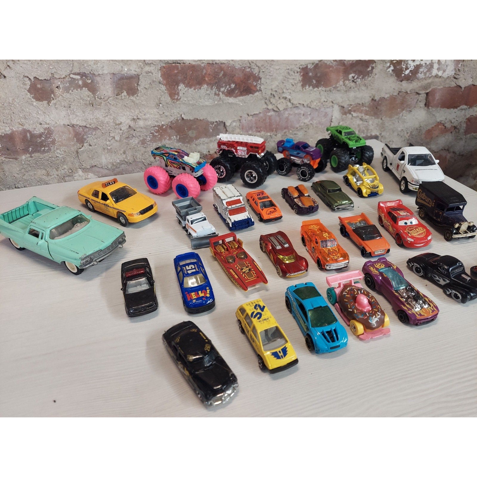 29 Diecast Toy Cars Monster Trucks Hot Wheels Disney Pixar Lightning McQueen Lot