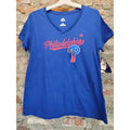 Majestic Philadelphia Phillies MLB Womens V Neck T Shirt L Deep Royal Blue NWT