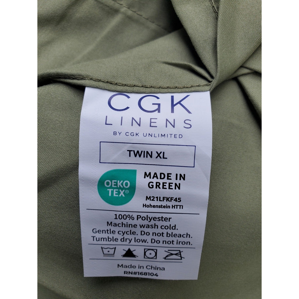 CGK Linens Twin XL Sheet Set Sage Green Striped Solid Polyester Bedding OEKO TEX