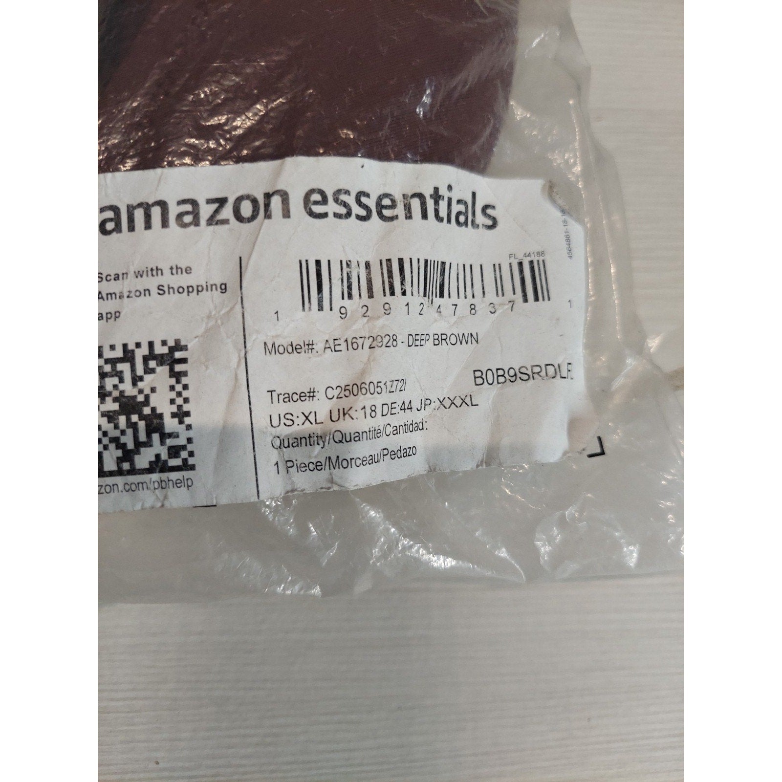 amazon essentials Womens Bralette Triangle Bra US XL Brown Adjustable Straps
