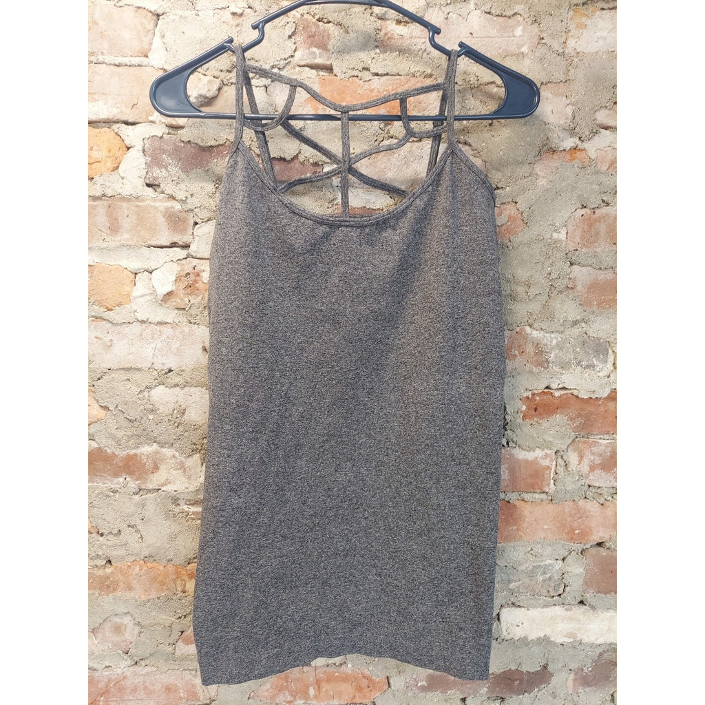 ZENANA OUTFITTERS Womens Tank Top 1X 2X Heather Gray Criss Cross Strappy Back