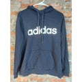 Adidas Mens Hoodie L Navy Blue Pullover Logo Kangaroo Pocket Athletic