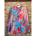 Womens Long Sleeve Button Up Shirt L Multicolor Floral Print Vibrant