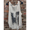 Old Navy Womens Tank Top XXL Relaxed Fit Palm Tree Graphic White Summer