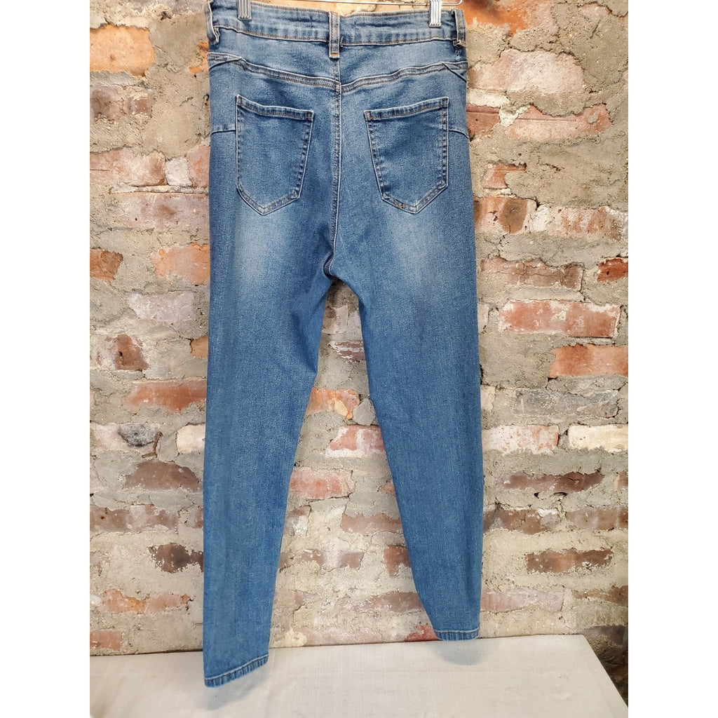 Fashion Nova Womens High Rise Stretch Skinny Jeans Size 11 Medium Wash Blue