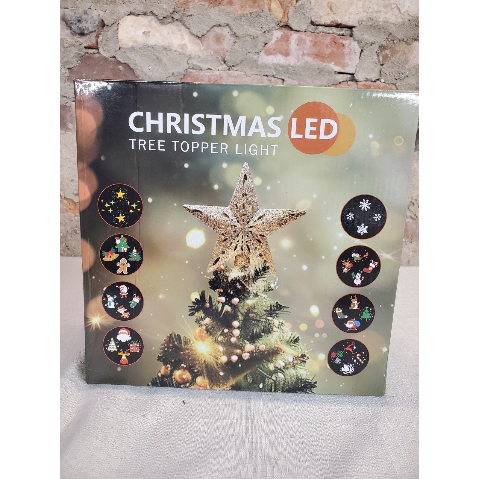 Christmas LED Tree Topper Light Projector Star Gold Glitter Rotating Holiday