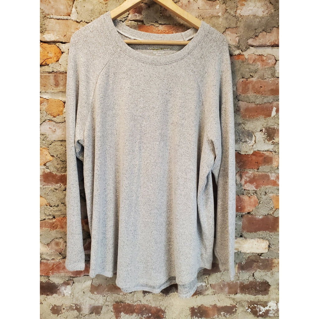 American Eagle Womens XL Heather Gray Plush Soft Raglan Long Sleeve Sweatshirt