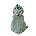 Baby 3-6 months Dinosaur Hooded Romper Sleeveless Green Plush Bodysuit Outfit