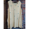 Jane Ashley Womens Sleeveless V Neck Tunic Dress 2X Yellow Palm Tree Embroidered